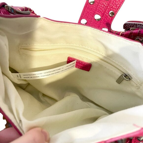 Urban Outfitters Devon Silver Studded Crossbody Bag Purse Pink Adjustable Strap - Picture 9 of 9